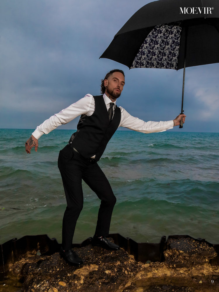 Moevir magazine cover, lakefront menswear editorial